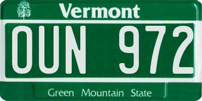VT license plate OUN972