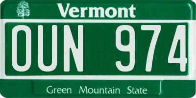 VT license plate OUN974