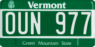 VT license plate OUN977