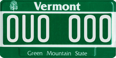 VT license plate OUO000