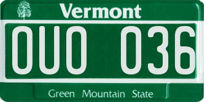 VT license plate OUO036