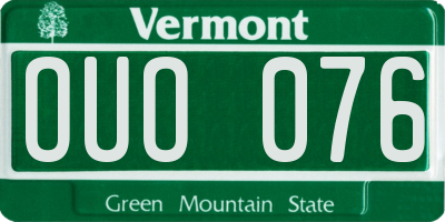 VT license plate OUO076