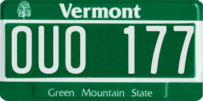 VT license plate OUO177