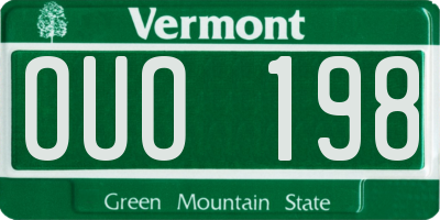 VT license plate OUO198