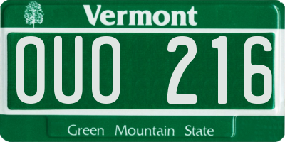 VT license plate OUO216