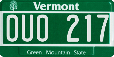 VT license plate OUO217