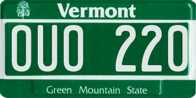 VT license plate OUO220