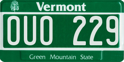 VT license plate OUO229