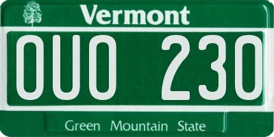 VT license plate OUO230
