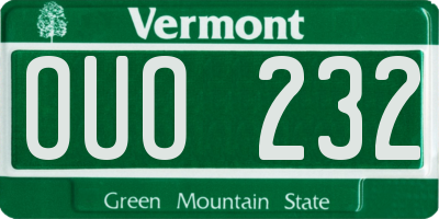 VT license plate OUO232