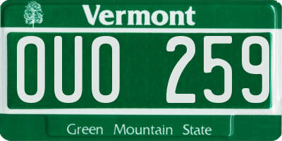VT license plate OUO259