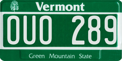 VT license plate OUO289