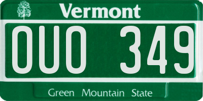VT license plate OUO349