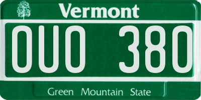 VT license plate OUO380