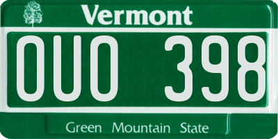 VT license plate OUO398