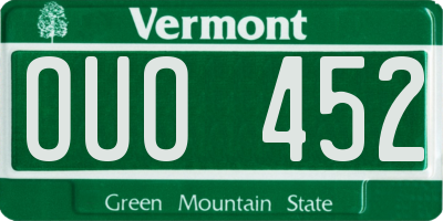 VT license plate OUO452