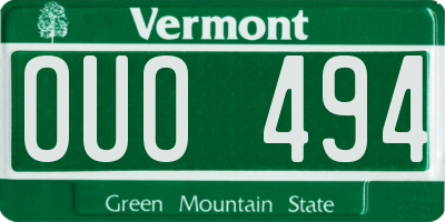 VT license plate OUO494