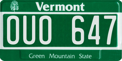 VT license plate OUO647