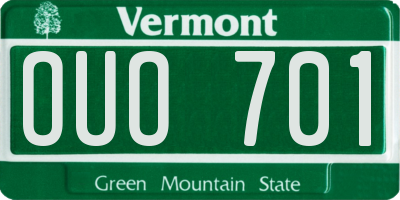 VT license plate OUO701