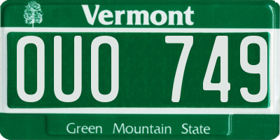 VT license plate OUO749