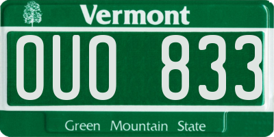 VT license plate OUO833