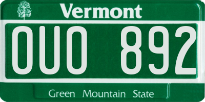 VT license plate OUO892