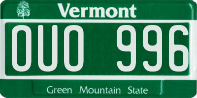 VT license plate OUO996