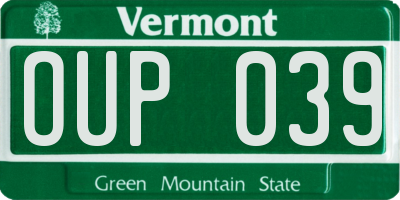 VT license plate OUP039