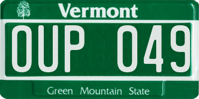 VT license plate OUP049