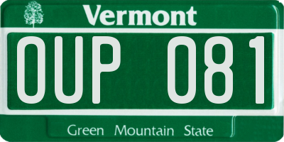 VT license plate OUP081