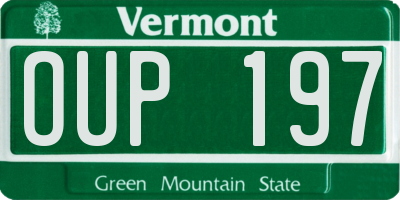VT license plate OUP197
