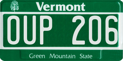 VT license plate OUP206
