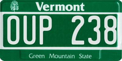 VT license plate OUP238