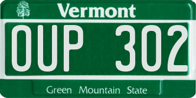 VT license plate OUP302
