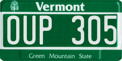 VT license plate OUP305