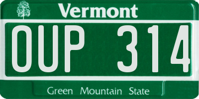 VT license plate OUP314