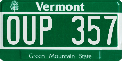 VT license plate OUP357
