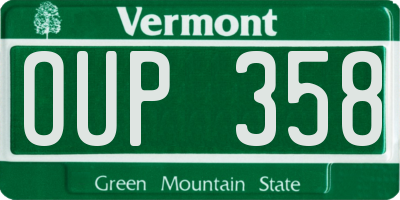 VT license plate OUP358