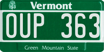 VT license plate OUP363
