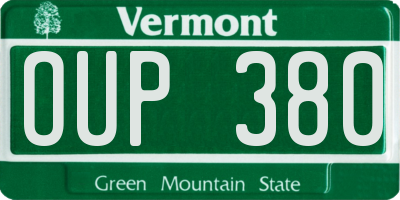 VT license plate OUP380