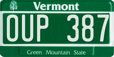 VT license plate OUP387