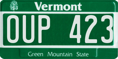 VT license plate OUP423