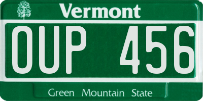VT license plate OUP456