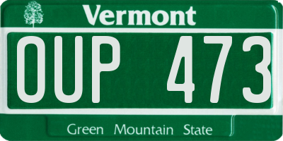 VT license plate OUP473