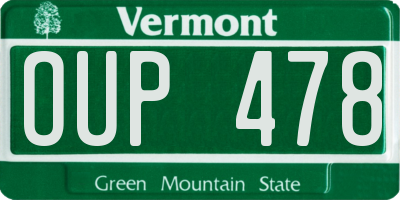VT license plate OUP478
