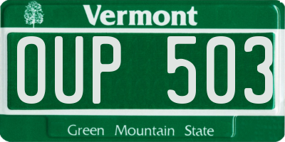 VT license plate OUP503