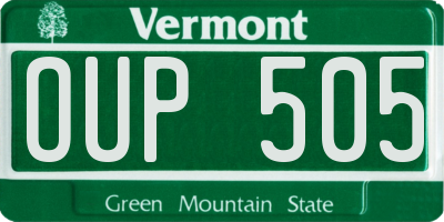 VT license plate OUP505