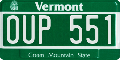 VT license plate OUP551