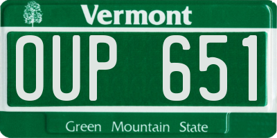 VT license plate OUP651