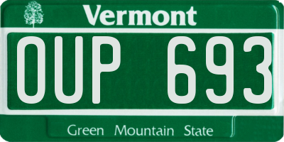 VT license plate OUP693